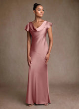 Augday Shelby Mother of the Bride Dresses Mermaid Pleated Stretch Satin Dress
