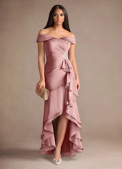 Augday Billings Mermaid Off the Shoulder Stretch Satin Dress