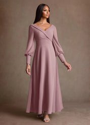 Augday Paterson A-Line Pleated Chiffon Dress