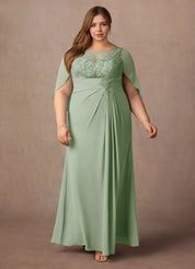 Augday Hera Mother of the Bride Dresses A-Line Lace Capelet Chiffon Dress Plus Size