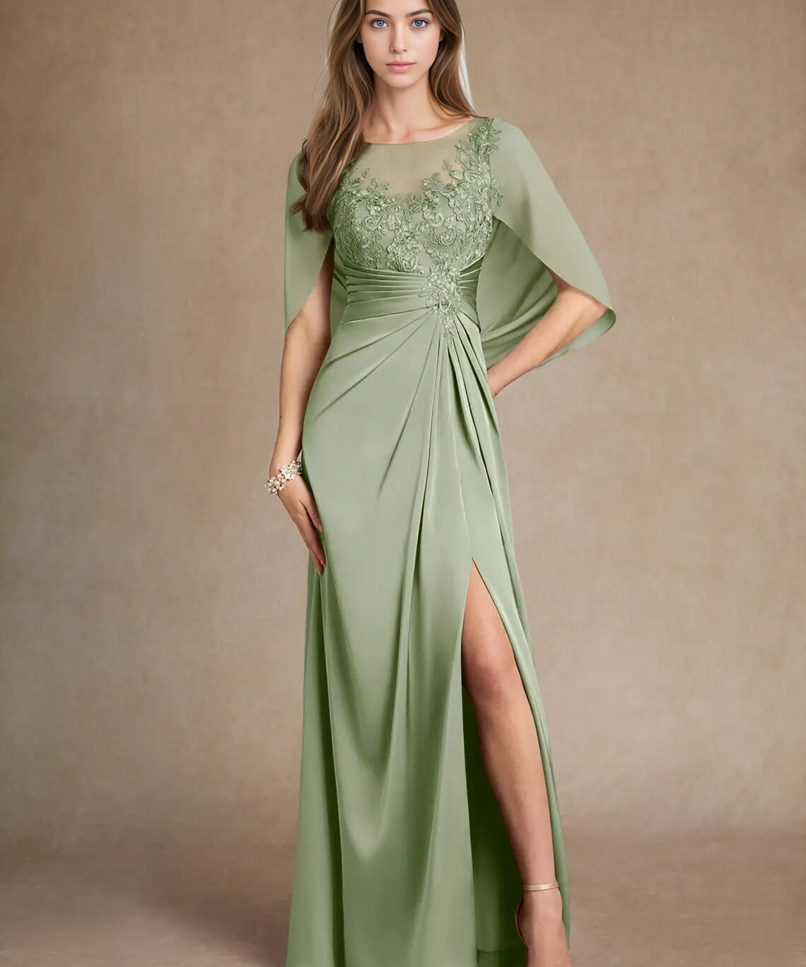 Augday Hera Mother of the Bride Dresses A-Line Lace Stretch Satin Dress