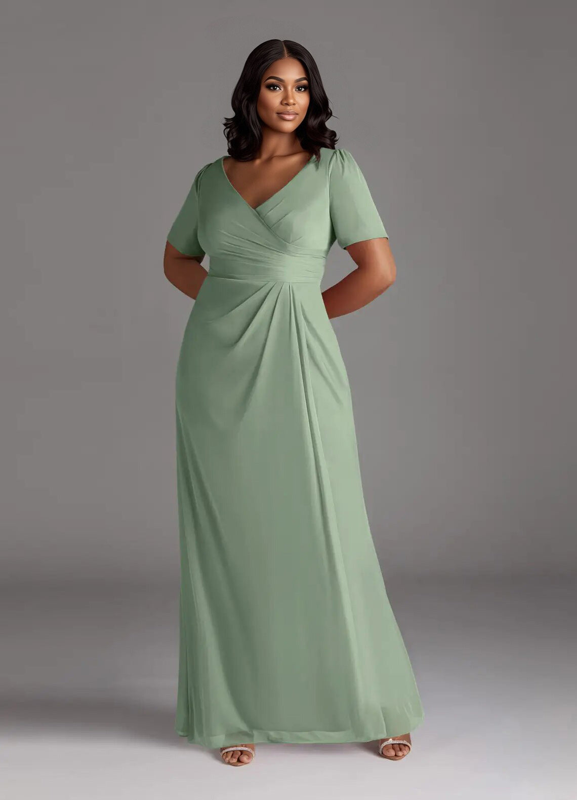 Augday Bessie A-Line Pleated Mesh Dress Plus Size