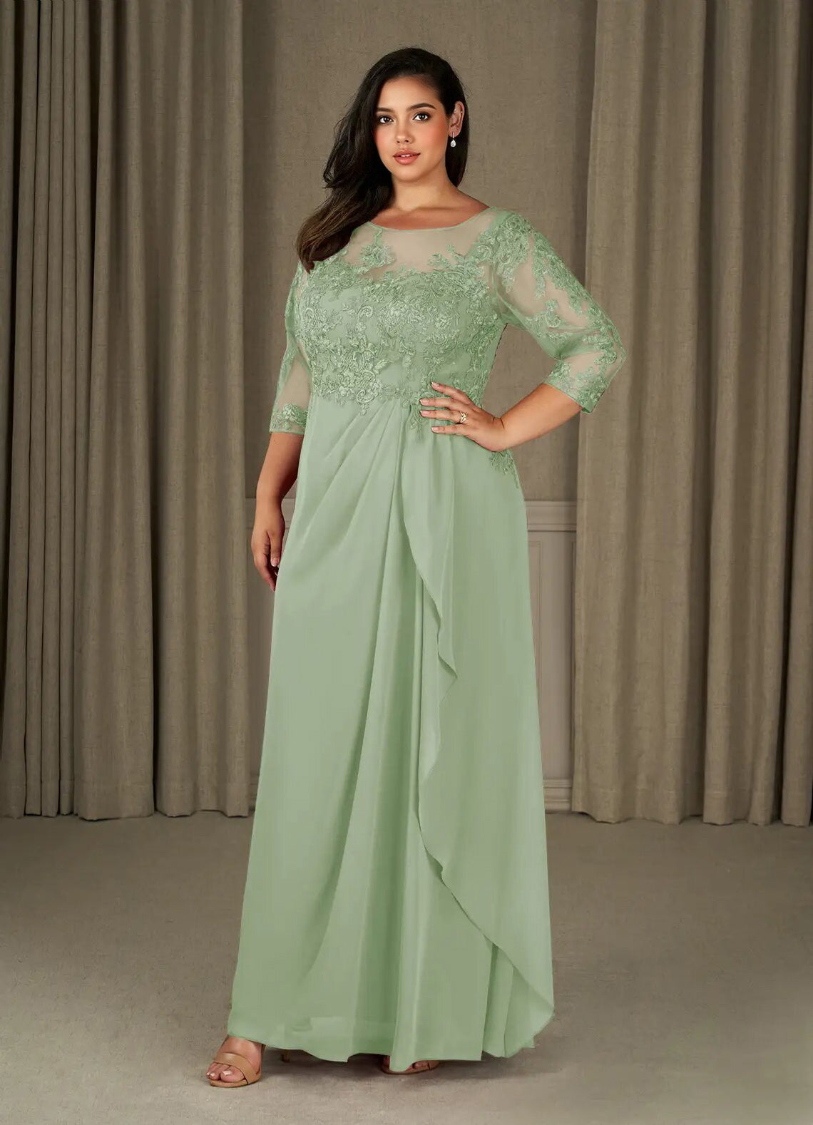 Augday Calanthe A-Line Scoop Chiffon Dress Plus Size