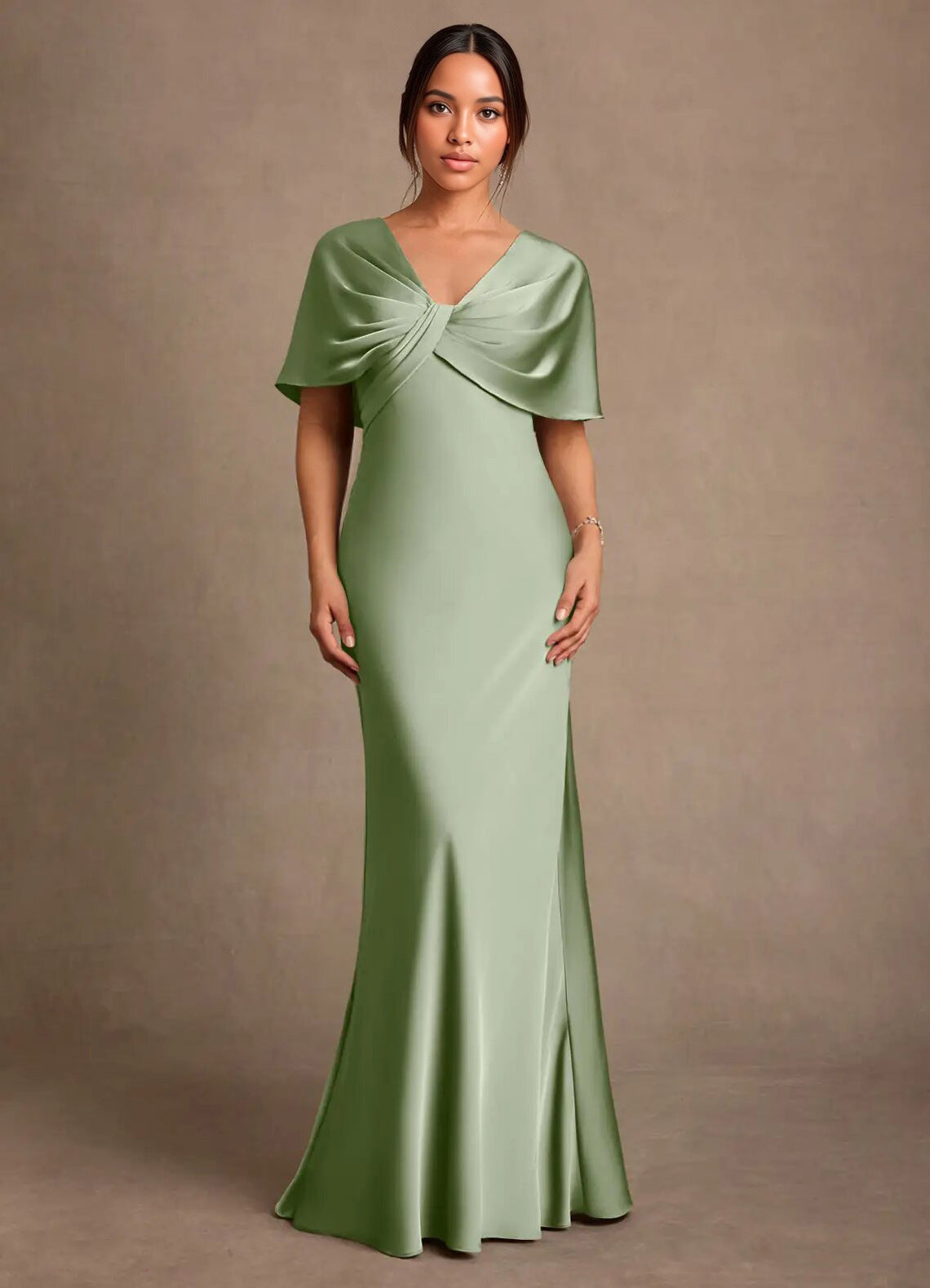 Augday Dosia Sheath Pleated Stretch Satin Dress