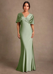 Augday Dosia Sheath Pleated Stretch Satin Dress
