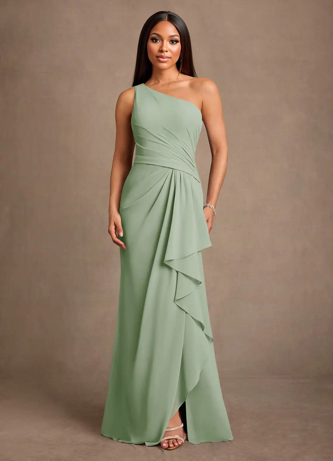 Augday Floy Sheath One Shoulder Chiffon Dress