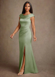 Augday Irvine A-Line Pleated Stretch Satin Dress