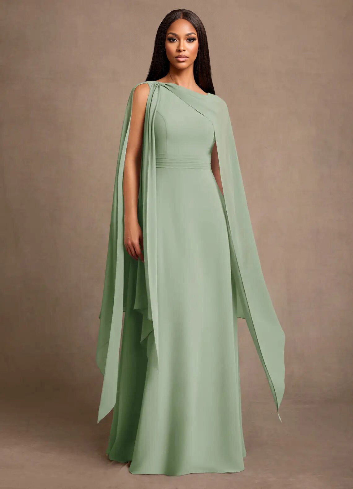 Augday Liddie A-Line Pleated Chiffon Dress