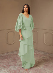 Augday OHara A-Line V-Neck Chiffon Dress