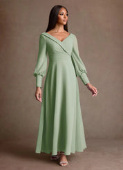 Augday Paterson A-Line Pleated Chiffon Dress