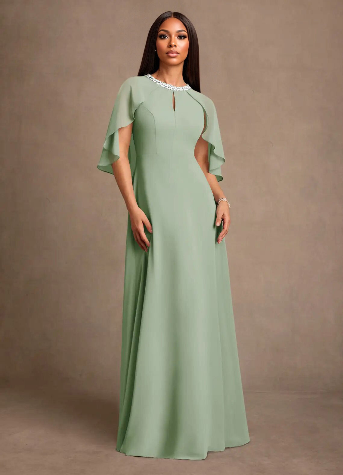 Augday Winnifred A-Line Beaded Chiffon Dress