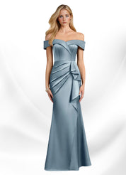 Augday Laredo Mermaid Off the Shoulder Stretch Satin Dress