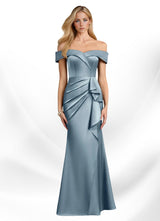 Augday Laredo Mermaid Off the Shoulder Stretch Satin Dress