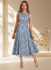 Augday Fulton A-Line Pleated Floral Burnout Dress