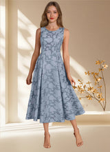 Augday Fulton A-Line Pleated Floral Burnout Dress