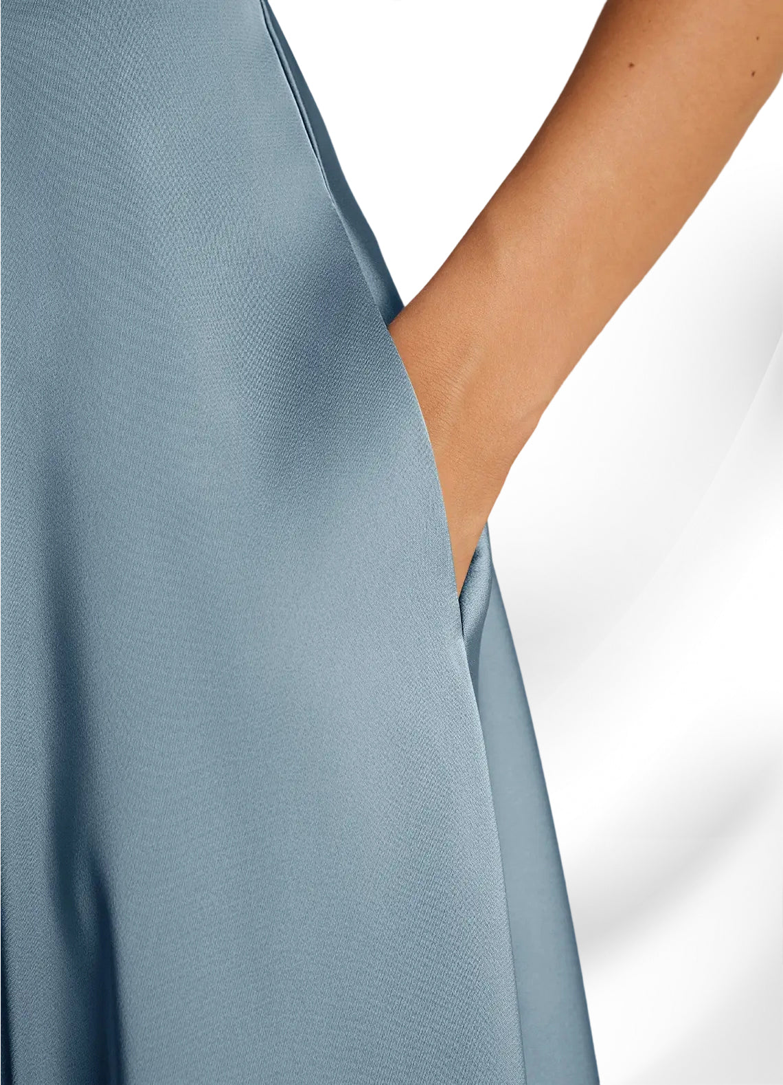 Augday Niles A-Line Trains Stretch Satin Dress