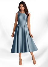 Augday Fulton A-Line Pleated Stretch Satin Dress