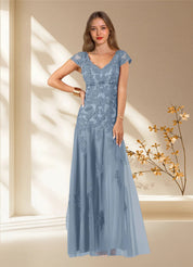 Augday Romy Mermaid V-Neck Sequins Tulle Dress