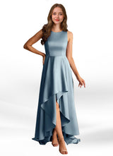 Augday Niles A-Line Trains Stretch Satin Dress