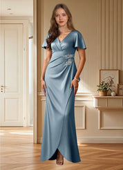 Augday Robins A-Line Pleated Stretch Satin Dress