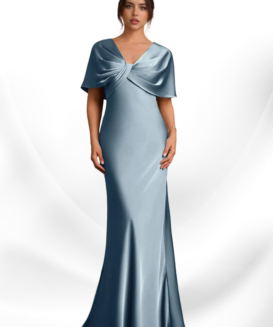 Augday Dosia Sheath Pleated Stretch Satin Dress