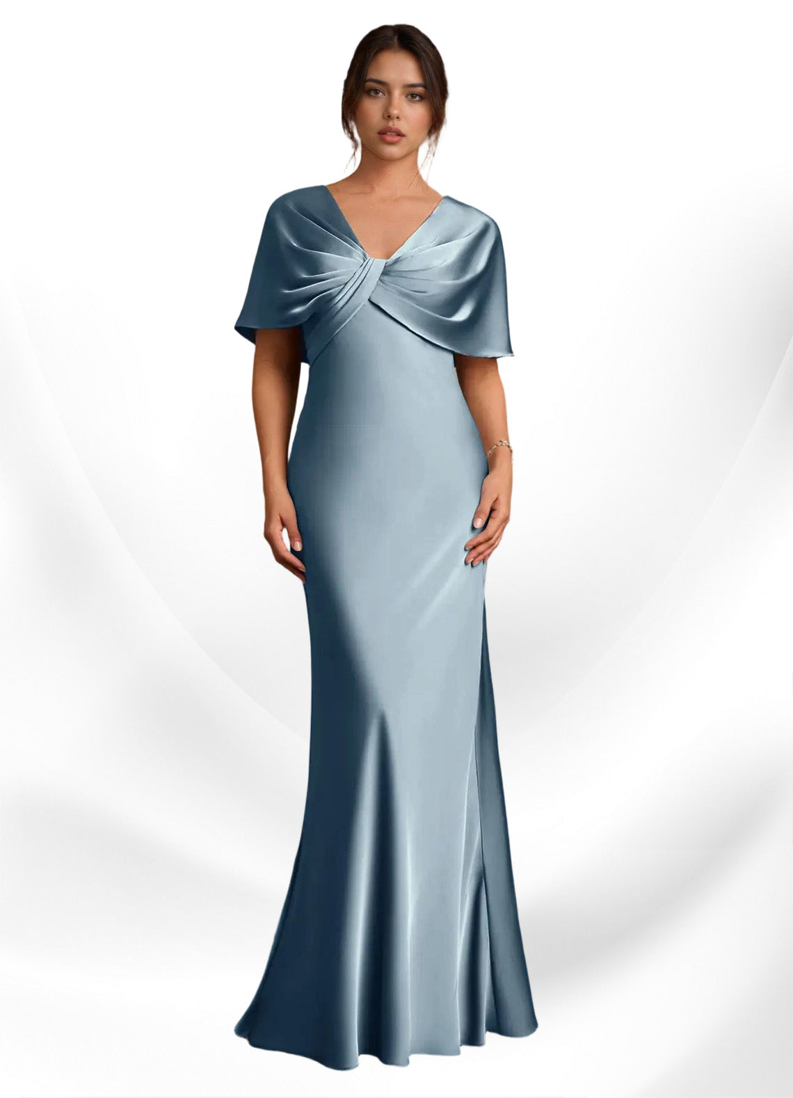 Augday Dosia Sheath Pleated Stretch Satin Dress