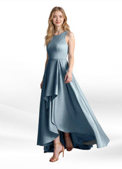 Augday Niles A-Line Trains Stretch Satin Dress