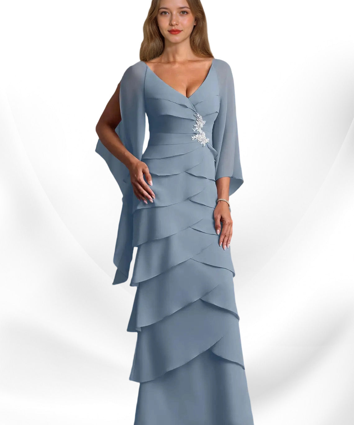Augday Arabinda Sheath Ruched Chiffon Dress