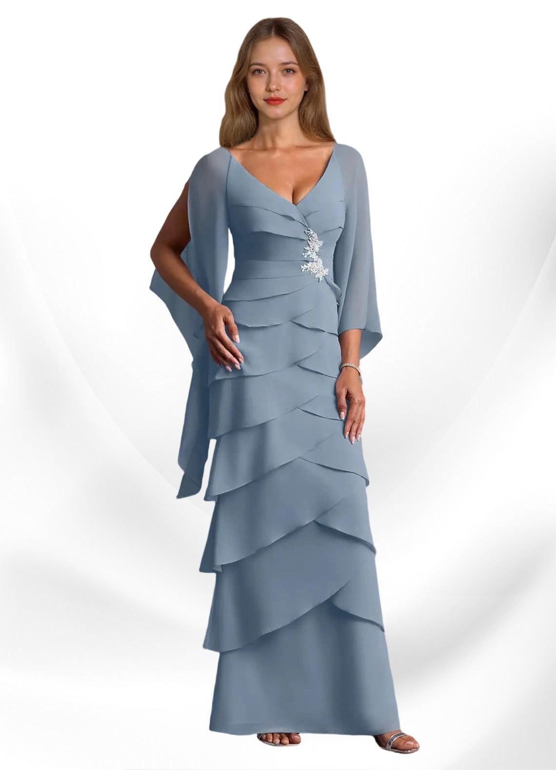 Augday Arabinda Sheath Ruched Chiffon Dress