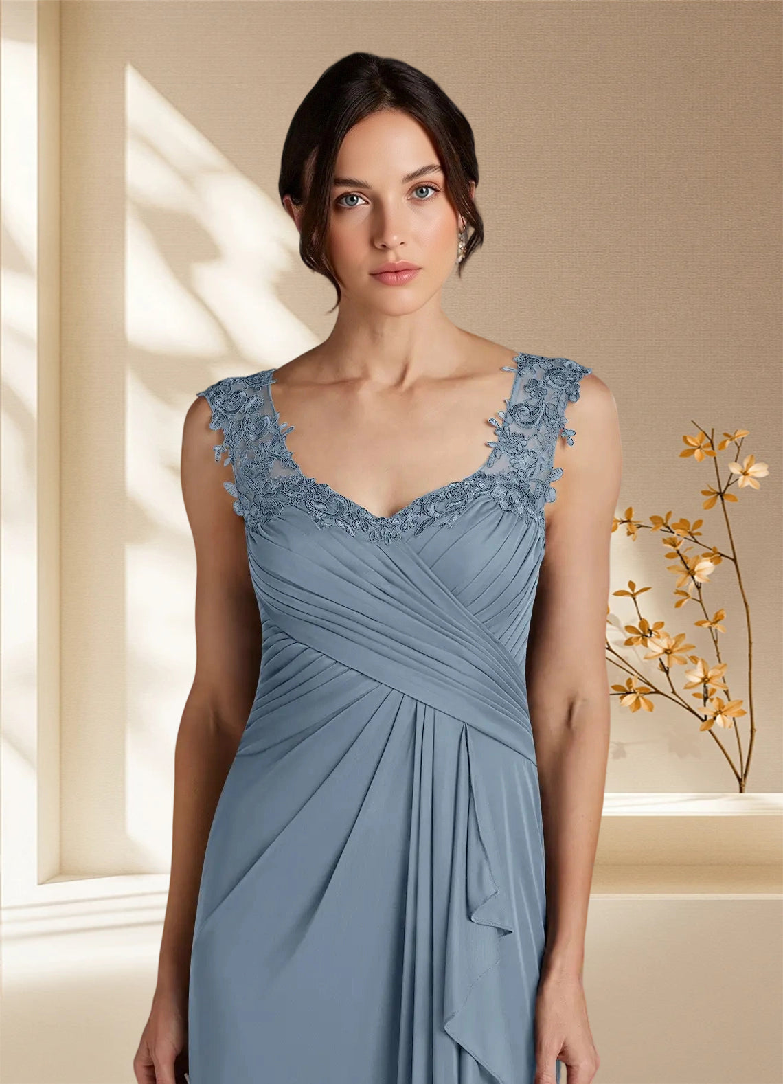 Augday Edelin A-Line Sweetheart Neckline Pleated Mesh Dress