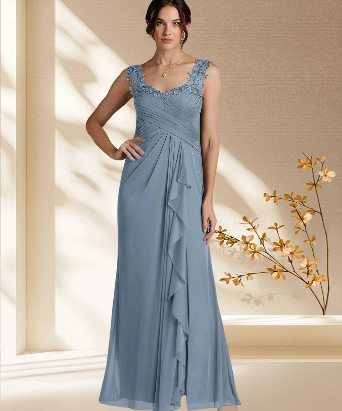 Augday Edelin A-Line Sweetheart Neckline Pleated Mesh Dress