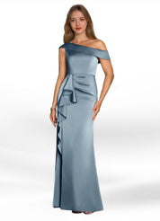 Augday Hamptons A-Line Pleated Stretch Satin Dress