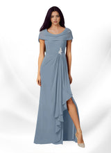 Augday Mary A-Line Side Slit Chiffon Dress