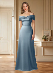 Augday Amelia A-Line Off the Shoulder Stretch Satin Dress