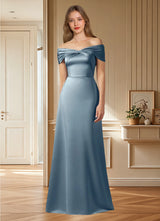 Augday Amelia A-Line Off the Shoulder Stretch Satin Dress