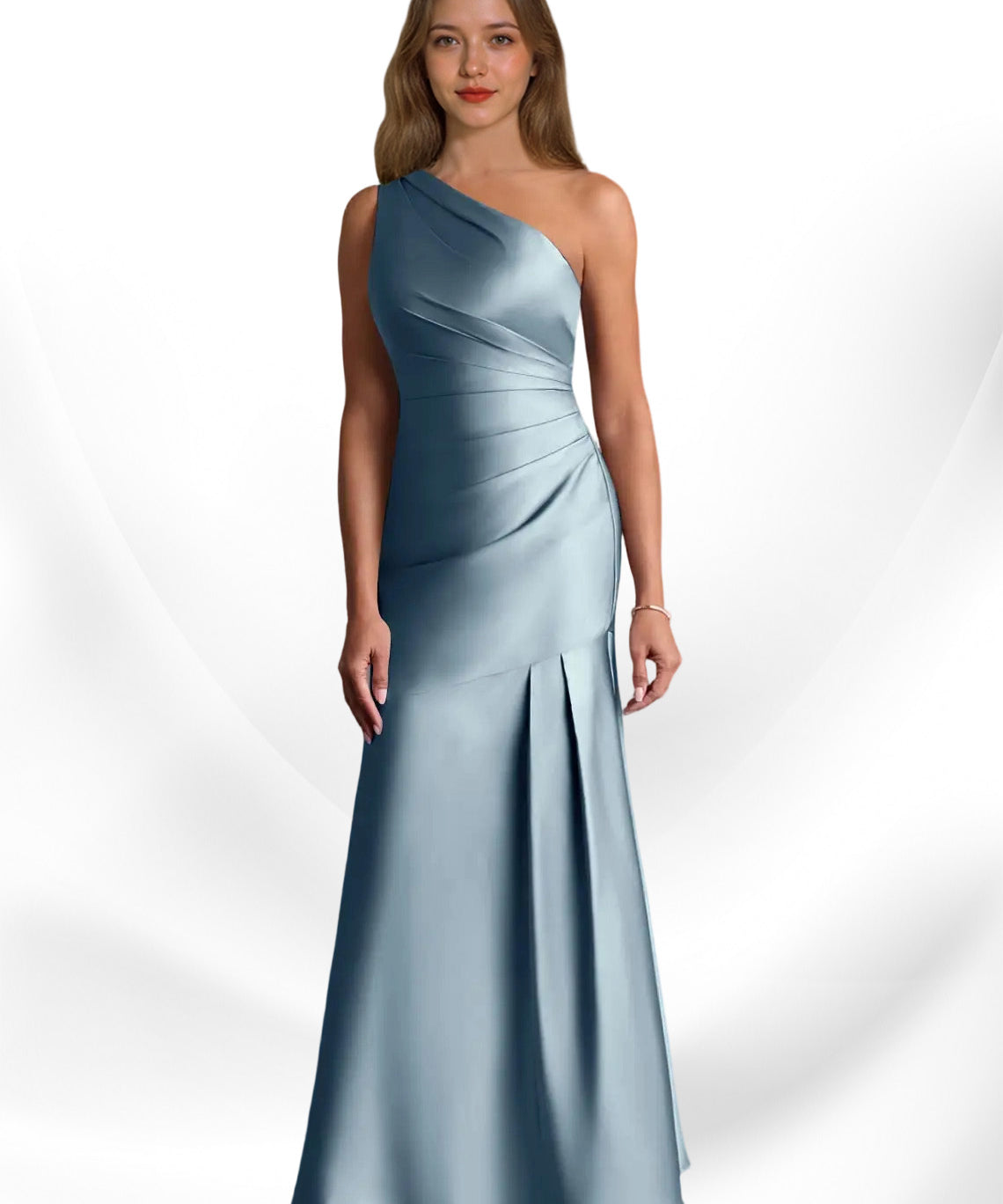 Augday Haifa Mermaid One Shoulder Stretch Satin Dress