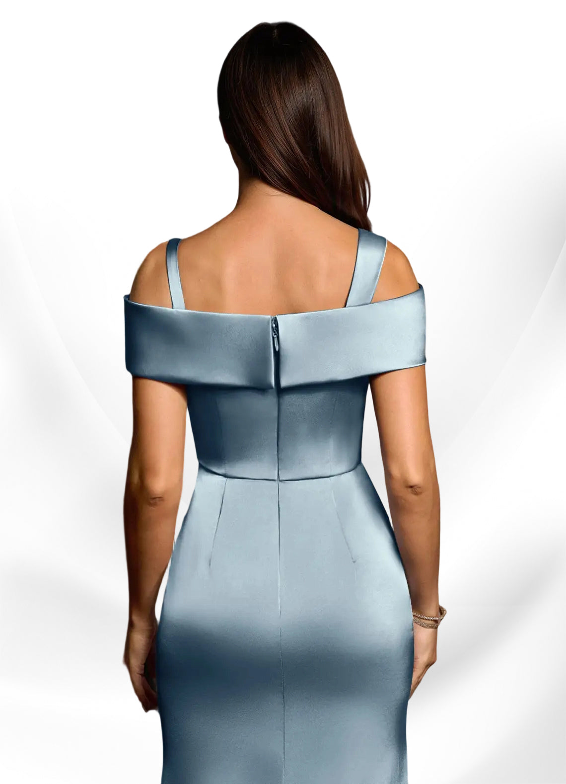 Augday Mermaid Off the Shoulder Stretch Satin Dress