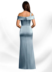 Augday Mermaid Off the Shoulder Stretch Satin Dress