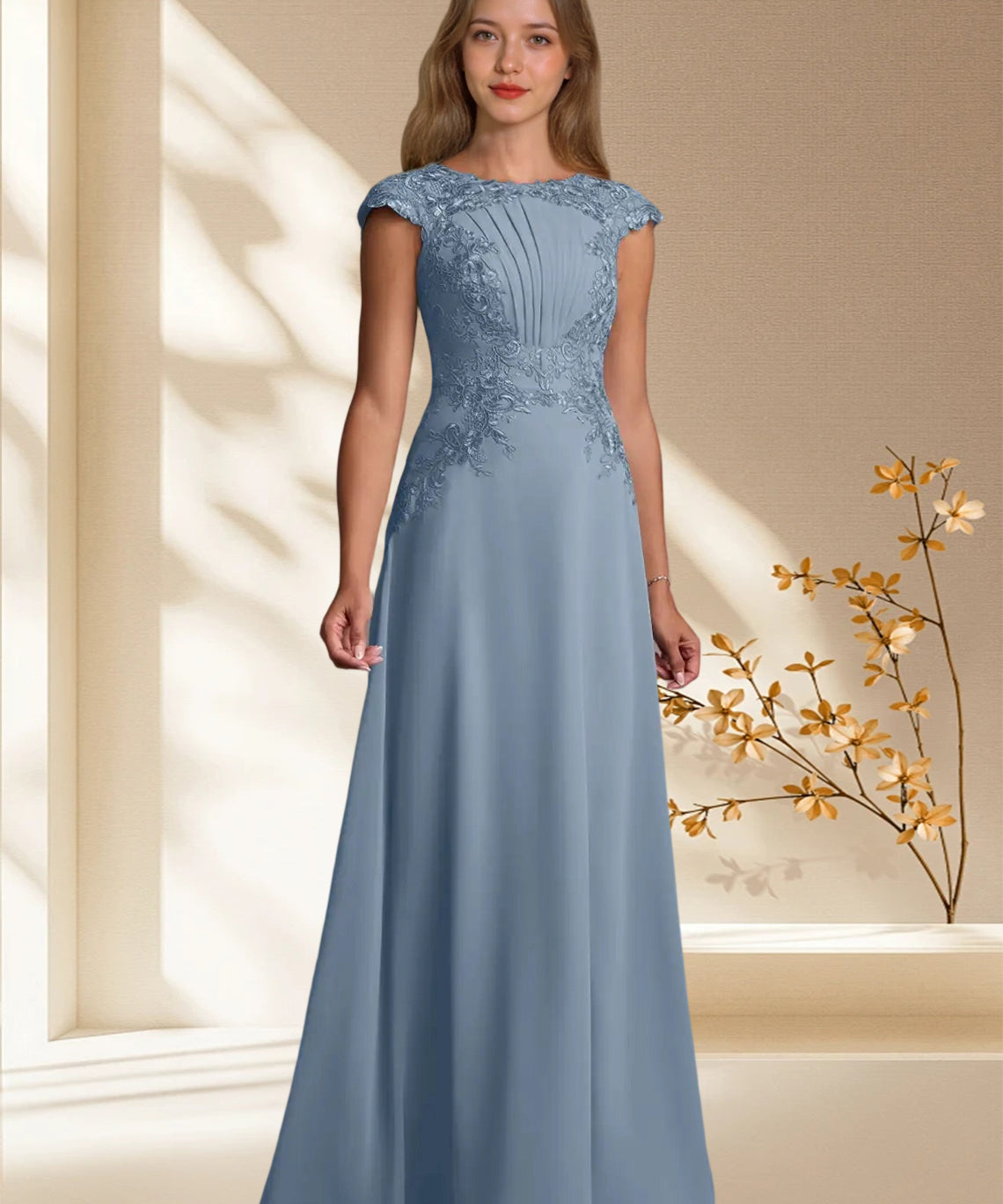Augday Christi A-Line Lace Chiffon Dress