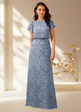 Augday Lehi A-Line Boatneck Floral Burnout Dress