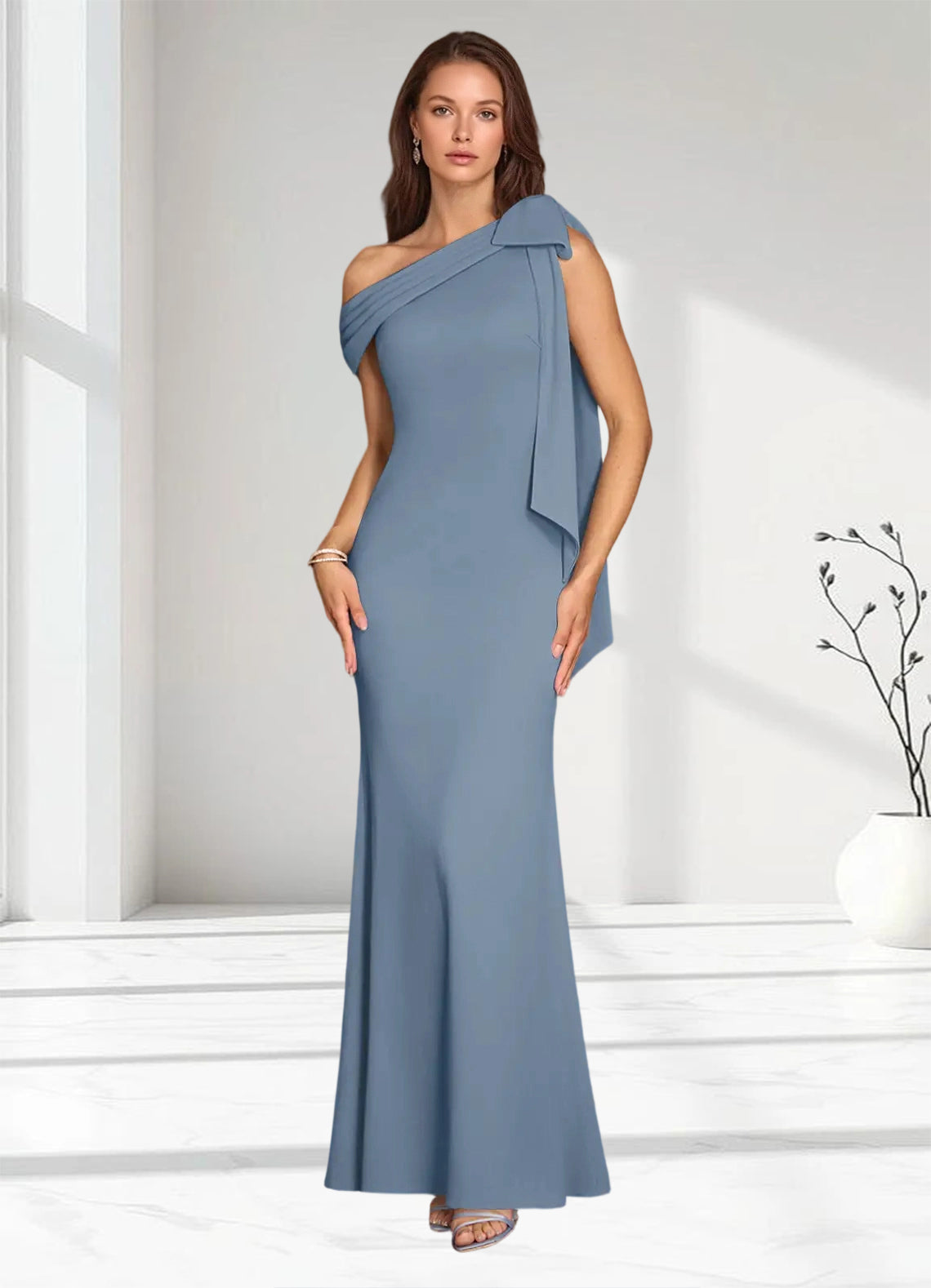 Augday Myers Mermaid Pleated Stretch Crepe Dress