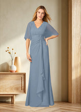 Augday Carson A-Line V-Neck Lace Chiffon Dress