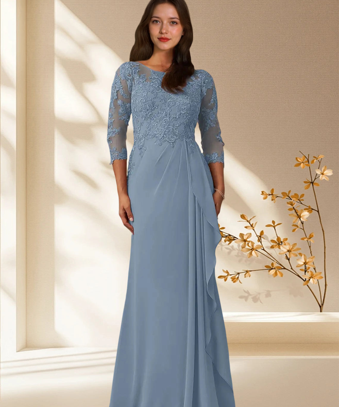 Augday Calanthe A-Line Scoop Chiffon Dress