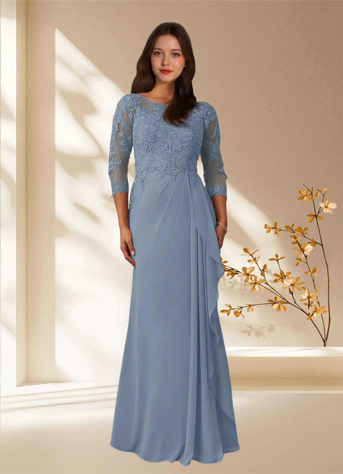 Augday Calanthe A-Line Scoop Chiffon Dress