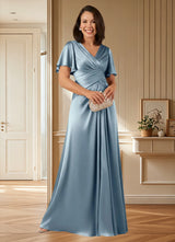Augday Emmeline A-Line Pleated Stretch Satin Dress