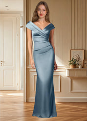 Augday Ludlow Mermaid Pleated Stretch Satin Dress