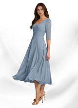 Augay Durant A-Line Pleated Chiffon Dress