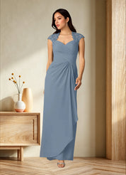 Augday Birdie A-Line Queen Anne Sequins Chiffon Dress
