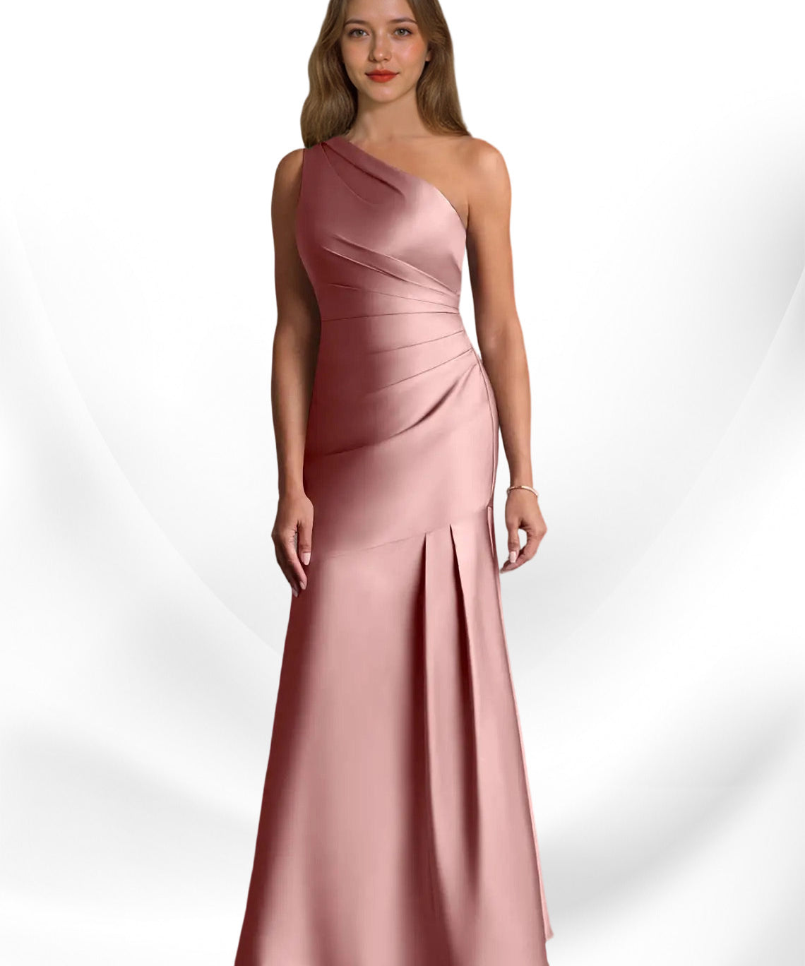 Augday Haifa Mermaid One Shoulder Stretch Satin Dress