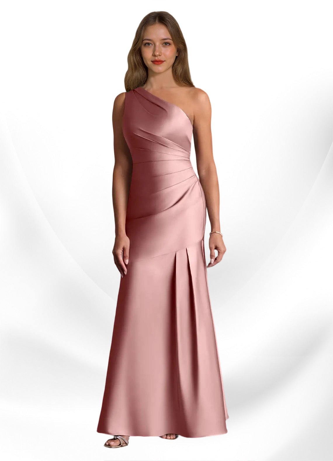 Augday Haifa Mermaid One Shoulder Stretch Satin Dress